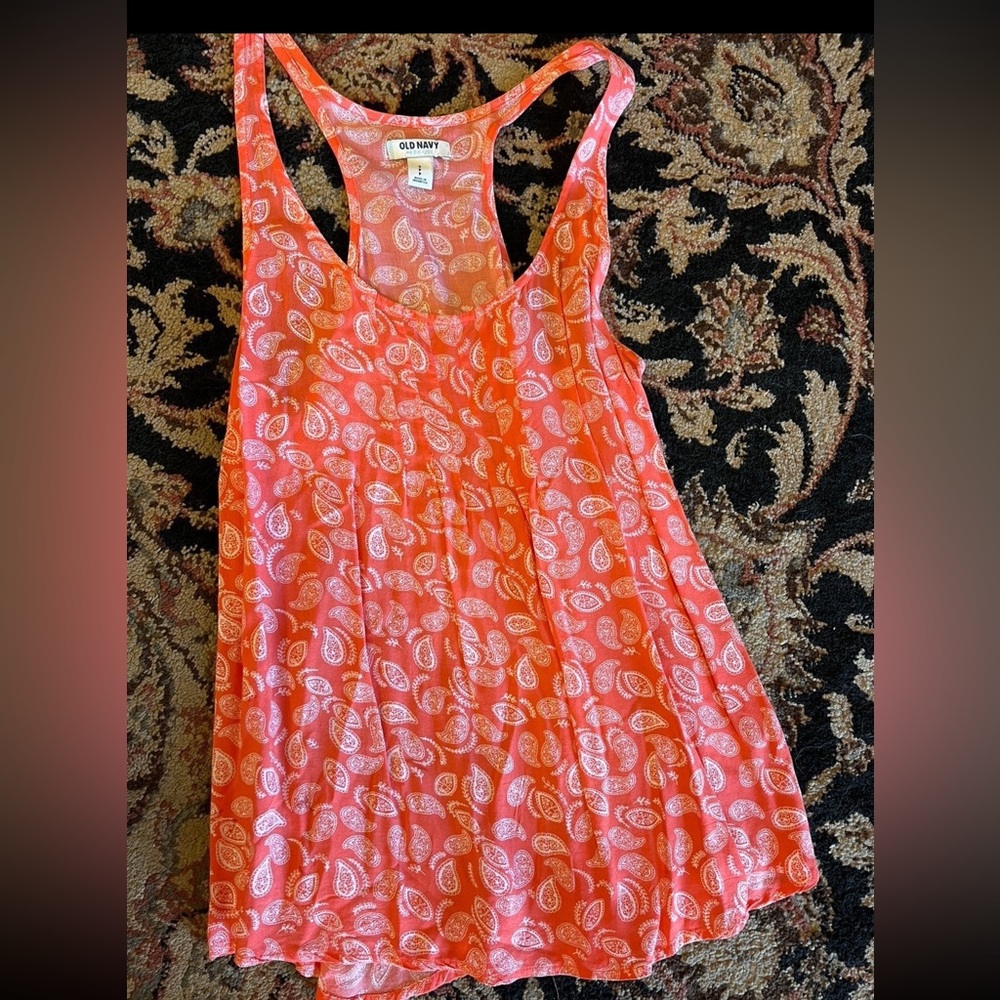 Old Navy Women's Orange Paisley Tank Top